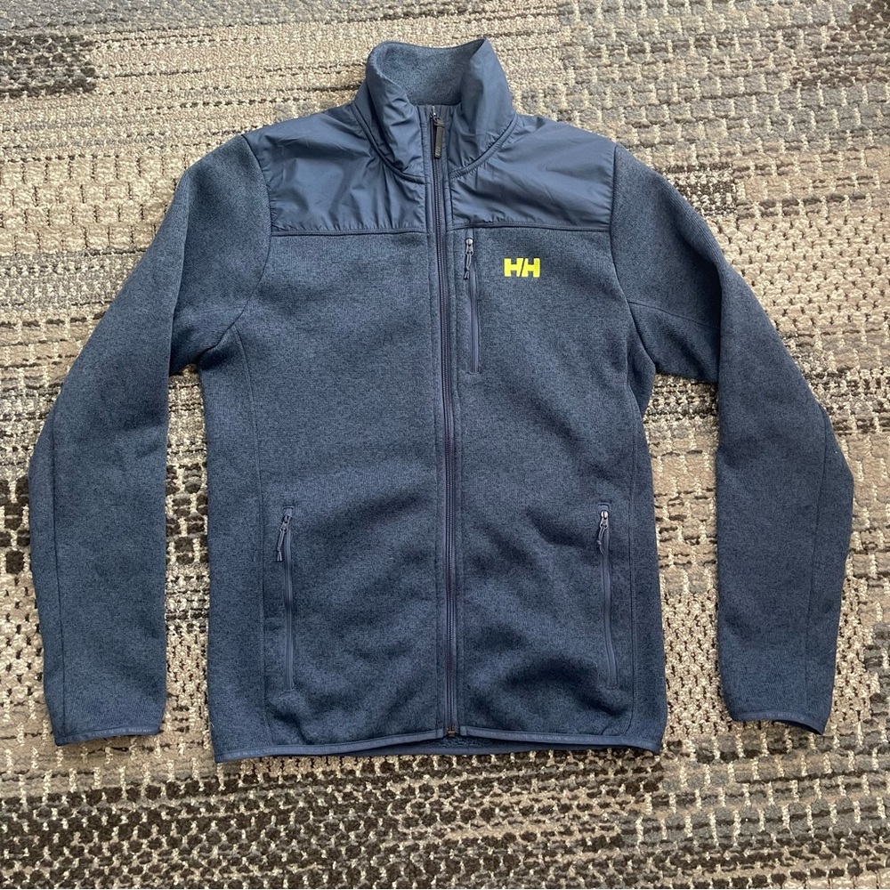 Mens Helly Hansen Varde Fleece Jacket, Water Repellent Shoulders, Size Medium